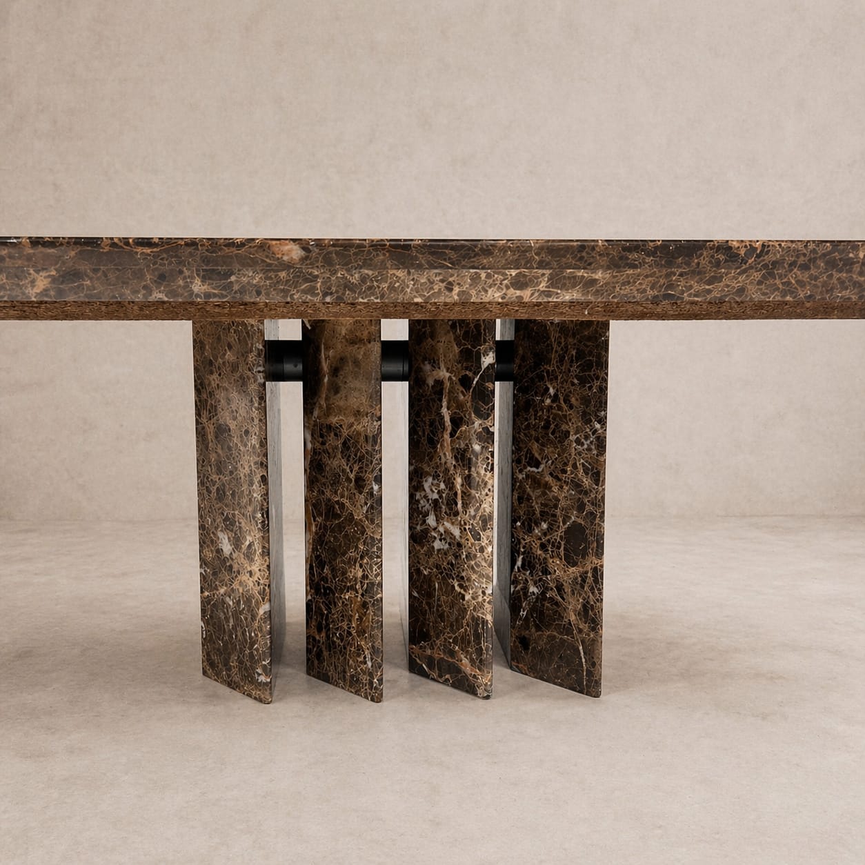 Italian Design Emperador Marble Coffee Table, 1980s - Afbeelding 3