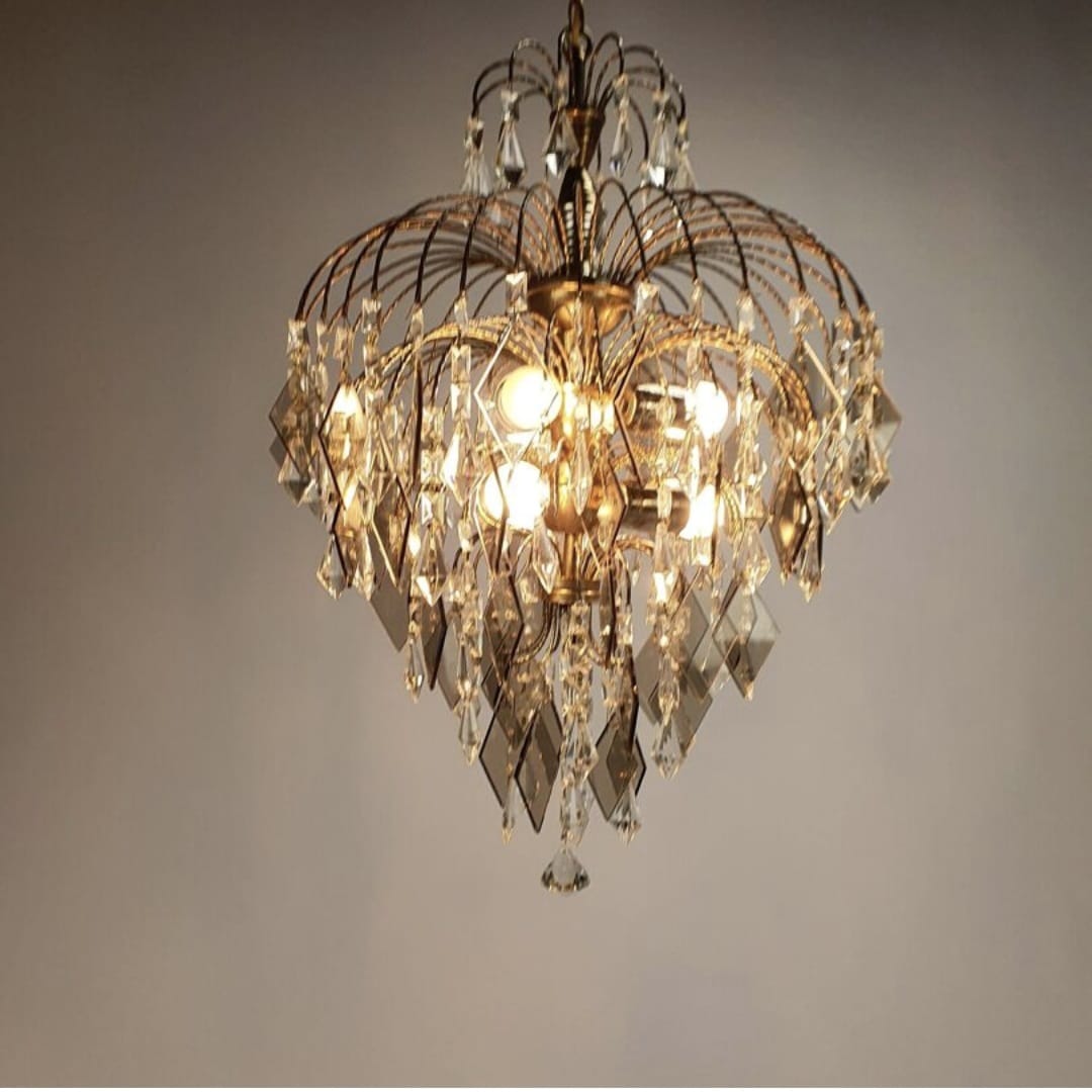 Hollywood Regency cristal and glass Chandelier, 1970s - Afbeelding 6