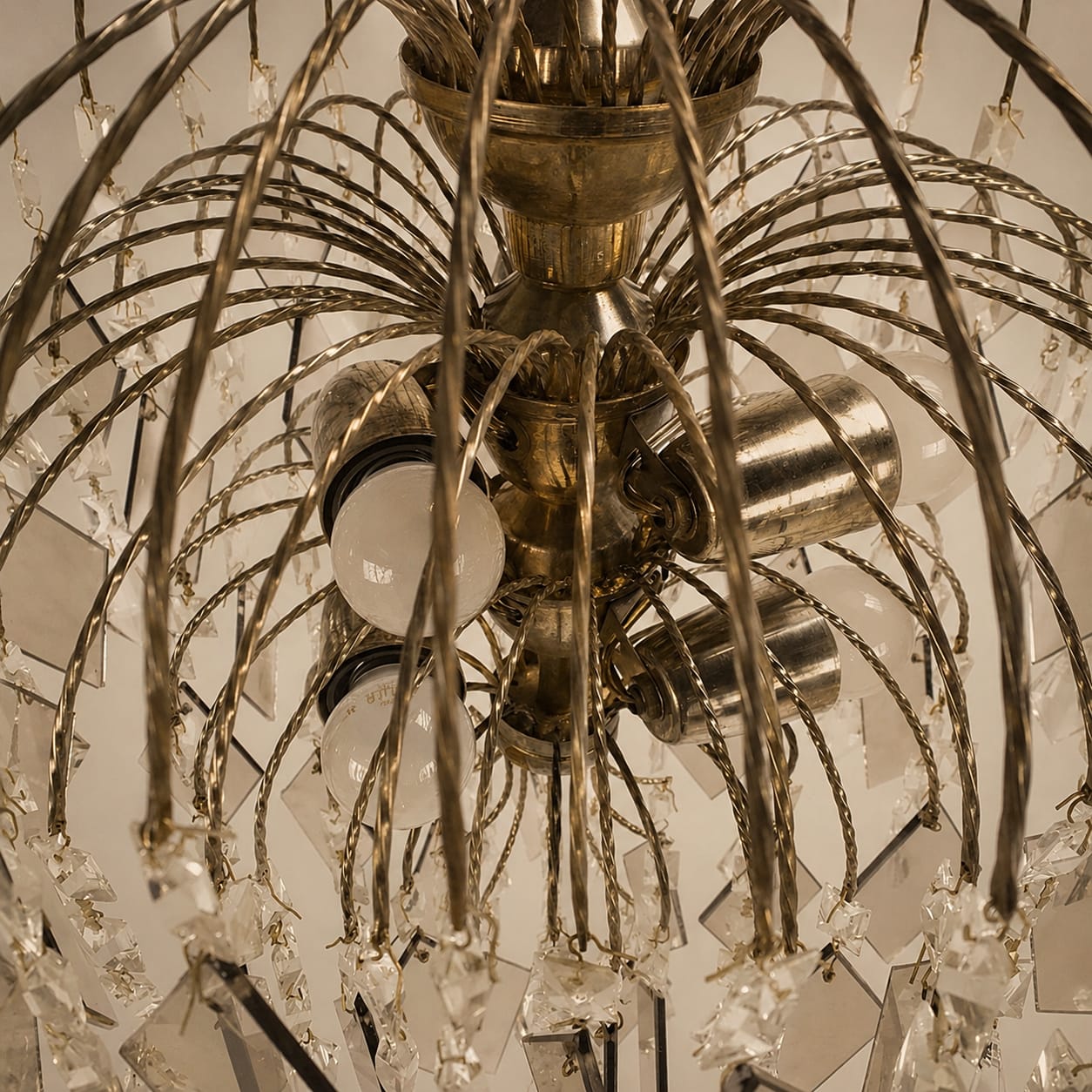 Hollywood Regency cristal and glass Chandelier, 1970s - Afbeelding 3