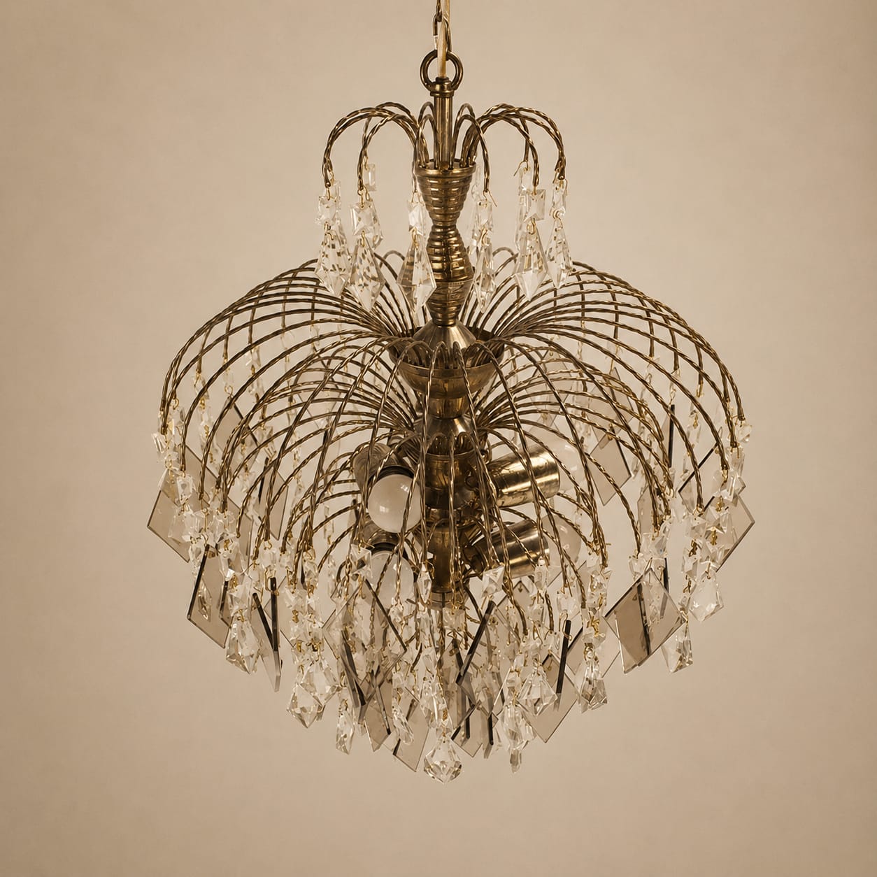 Hollywood Regency cristal and glass Chandelier, 1970s - Afbeelding 2