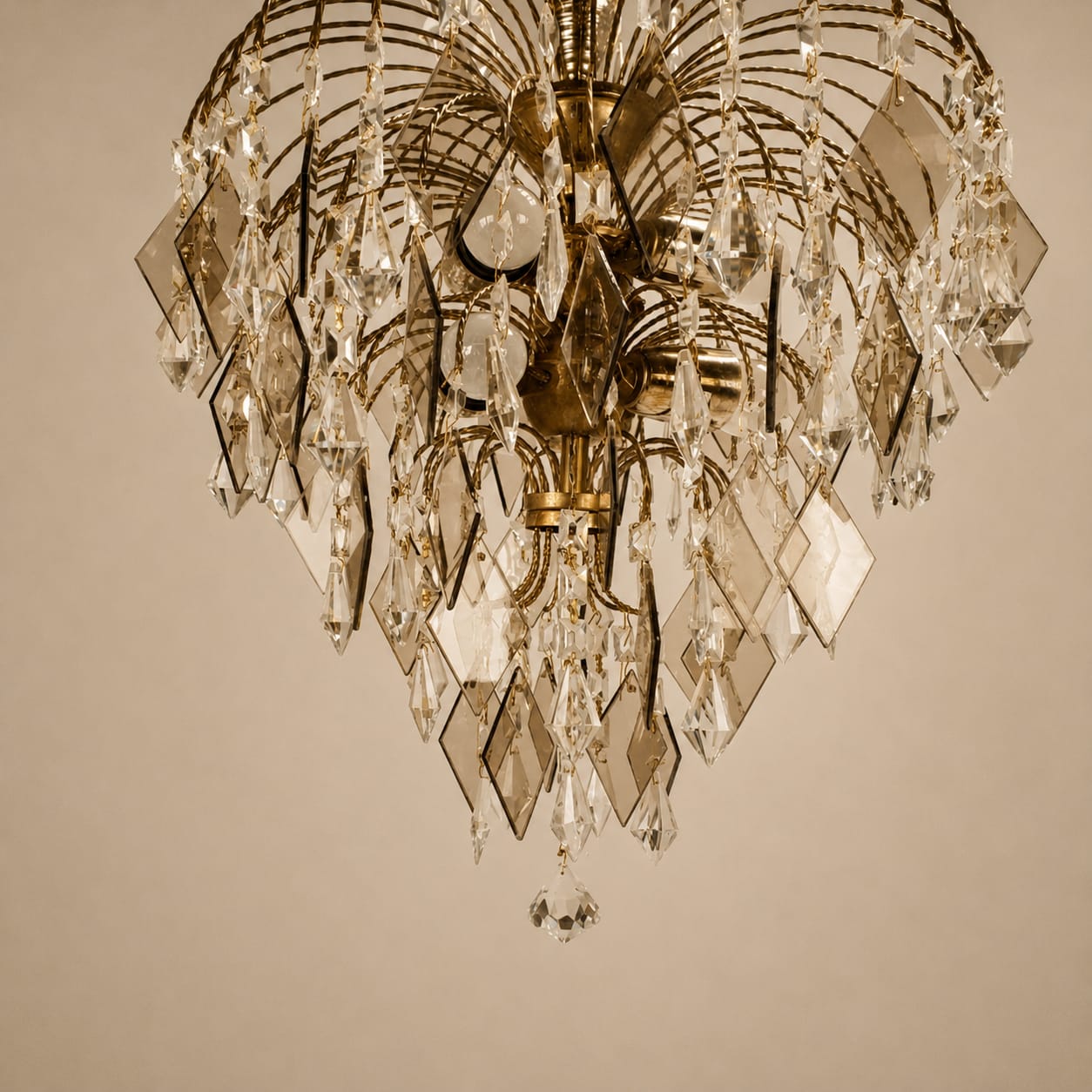 Hollywood Regency cristal and glass Chandelier, 1970s - Afbeelding 4