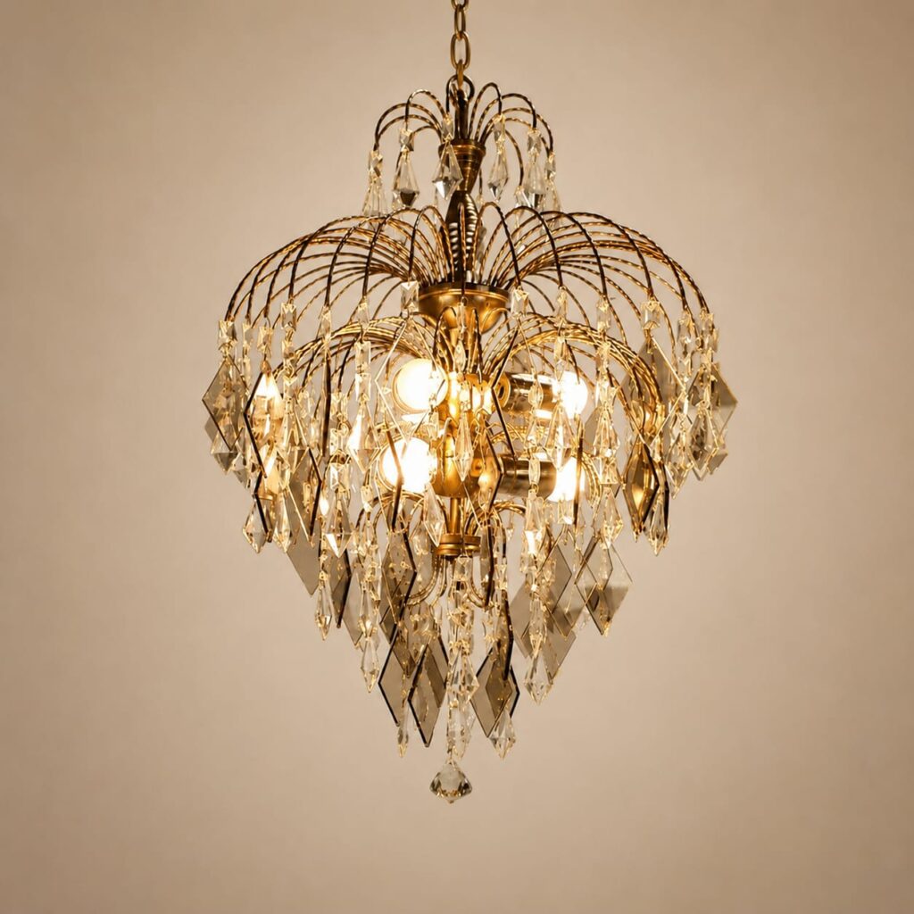 Hollywood Regency cristal and glass chandelier, 1970s