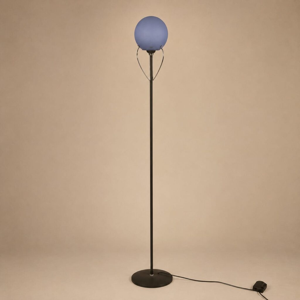 Italian design floorlamp with blue murano glass, 1990s