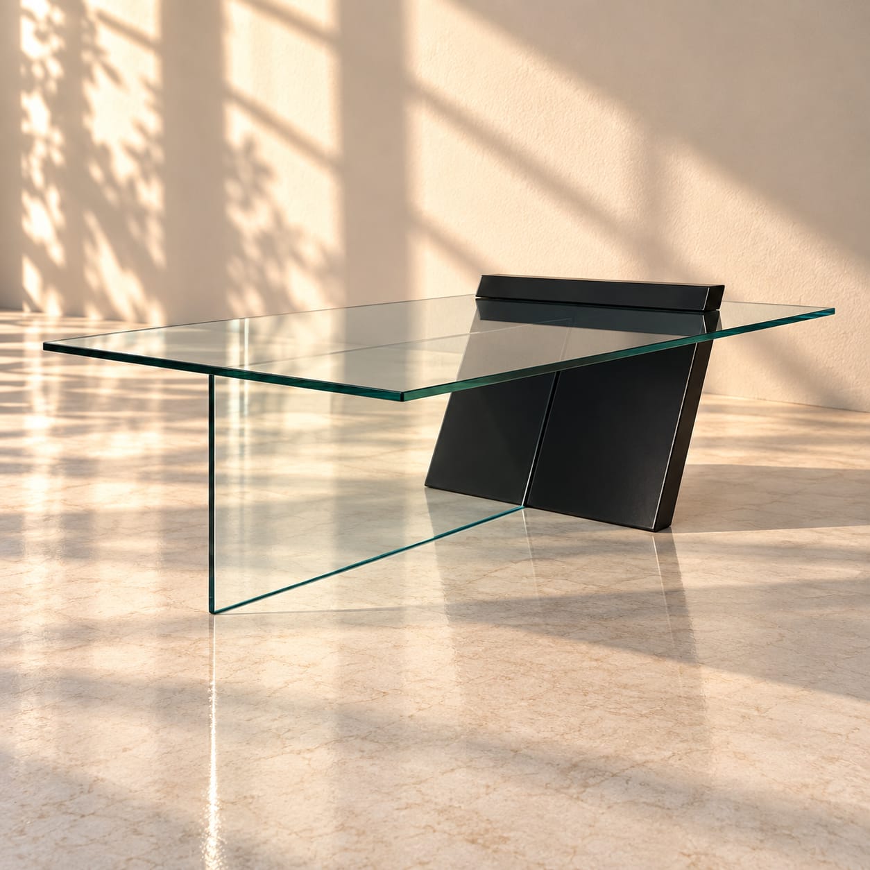 Postmodern Black Lacquered Wood and Glass Coffee Table, 1980s - Afbeelding 4