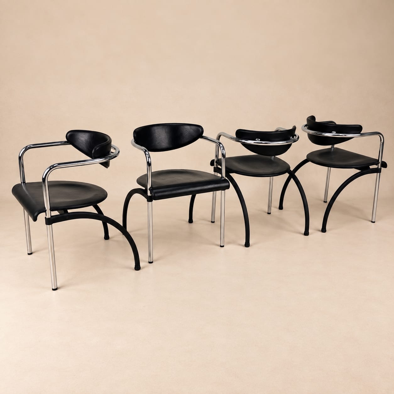 Set of 4 Postmoderne Dining Chairs by Arnold Merckx for Arco, 1980s SOLD - Afbeelding 3
