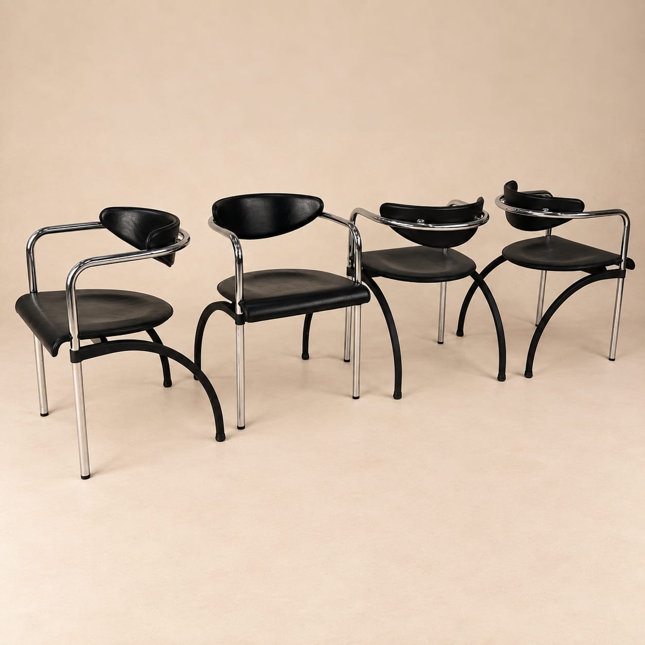 Set of 4 Postmoderne Dining Chairs by Arnold Merckx for Arco, 1980s SOLD - Afbeelding 2